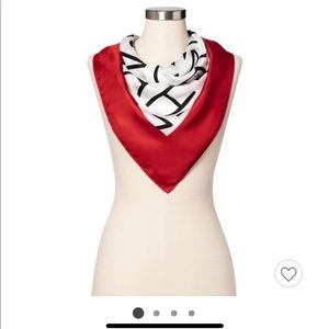 Isaac Mizrahi printed red, white black silk scarf